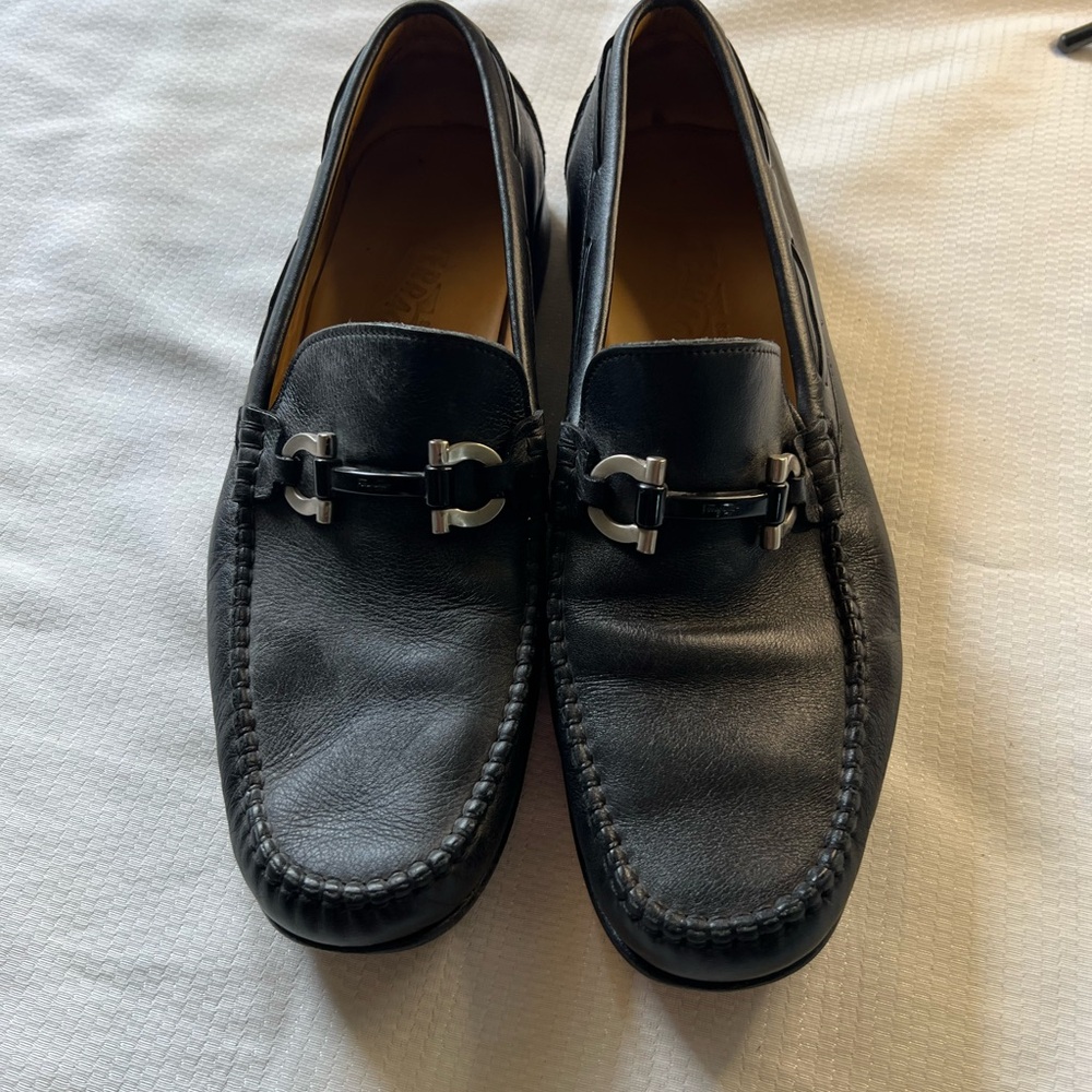 Salvatore Ferragamo Black Leather Slip-On Loafers - Picture 3 of 15